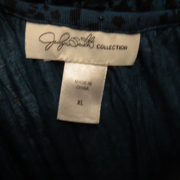 Jaclyn Smith Collection:  Black/Teal Blouse - Picture 4 of 5